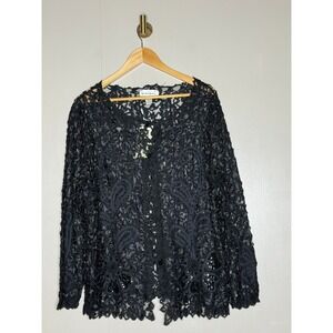 Black Lace Embellished Jacket Womens‎ 1X NWT Beaded Sequin Boho Evening